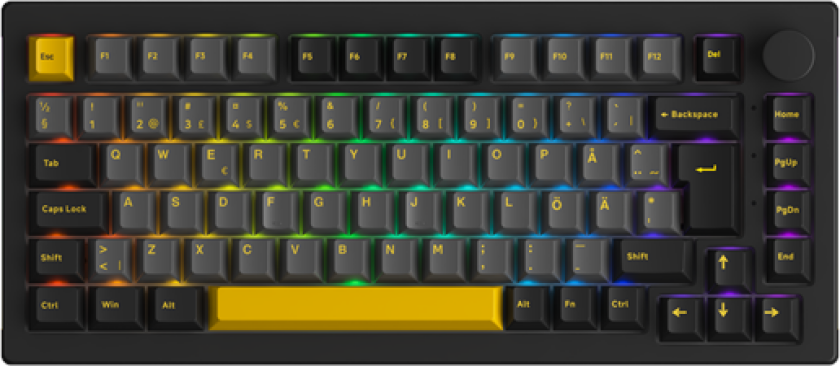 5075B Plus-S Black & Gold Fairy Silent - Gamingtastatur - Uten numpad - Nordisk - Svart