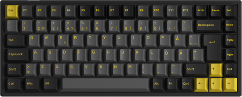 3084B Plus-S Black & Gold V3 Cream Black Pro - Gamingtastatur - Uten numpad - Nordisk - Svart
