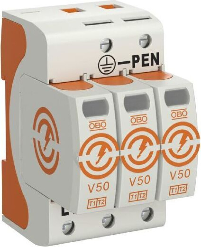 Obo Bettermann 5093511 Overspenningsvern for anlegg med askebeskyttelse Type: V50-3-280, uten fjern, 3 poler
