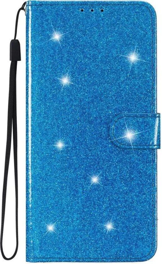 Samsung Galaxy S23 FE Flip Deksel med Lommebok og Stropp - Glitter - Blå
