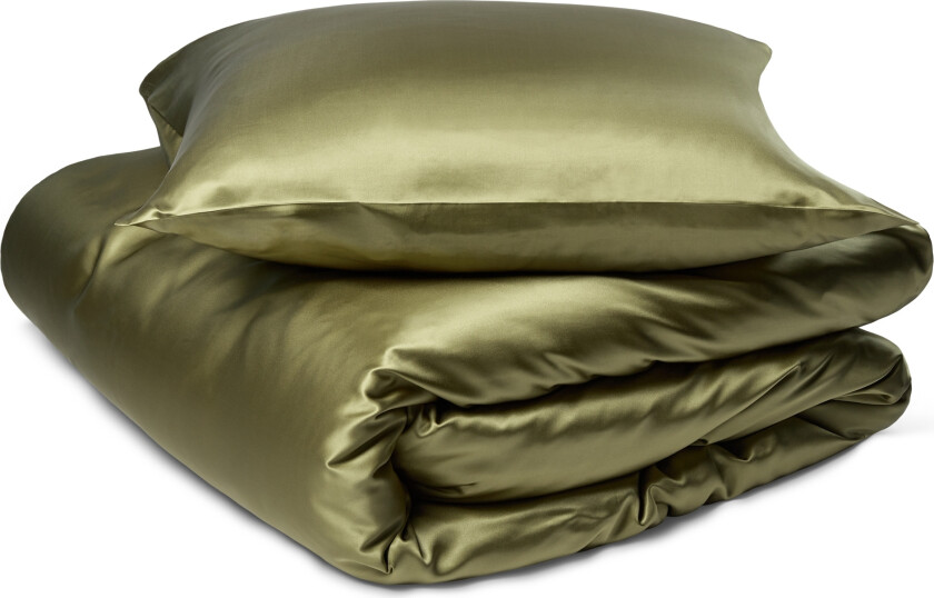 Bilde av sengetøy av silke 240x220 cm - Olivenfarget sengetøy - Sengesett i 100 % morbærsilke - By Borg