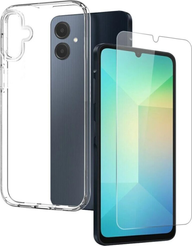Samsung Galaxy A06 360° beskyttelsessett (deksel + skjermbeskytter) - Gjennomsiktig