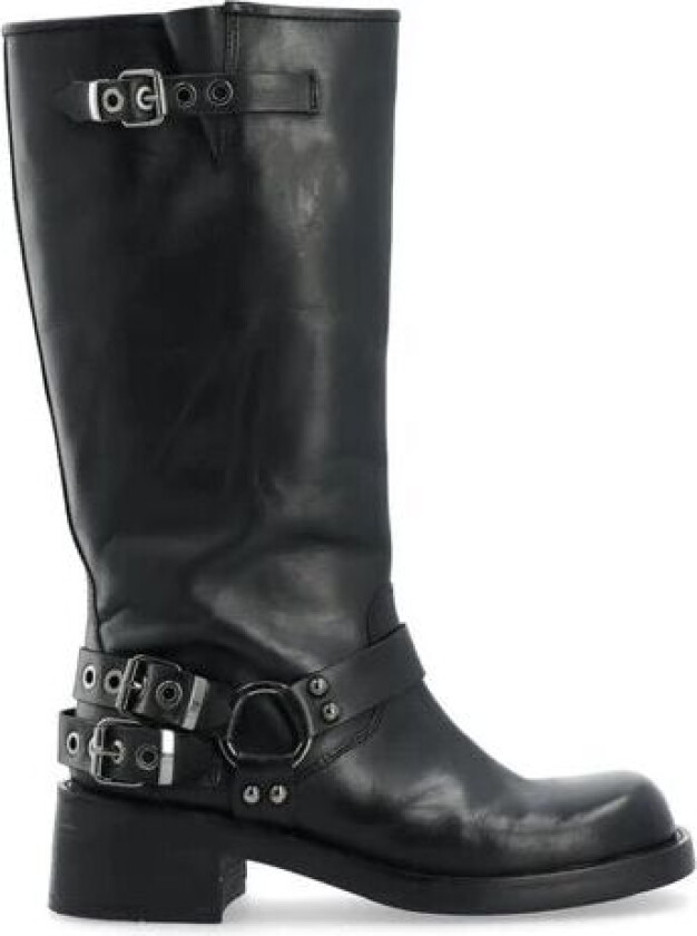 Biaharper Biker Boot Pull Up Leather - Jet Black 37