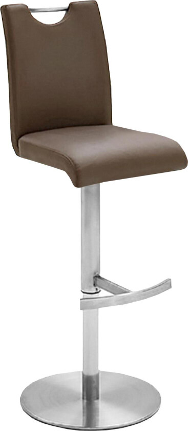 Eles Barstol Rund Fot Kunstlær - Brun/Stål