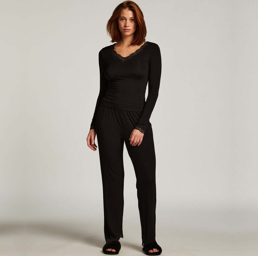 Viscose Lace pyjamas, svart, Størrelse: XL, Kvinner