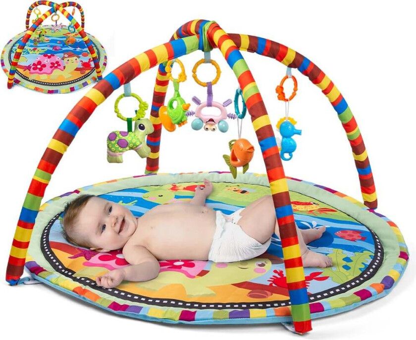 Babygym m/stofftrapes og 5 Rangler