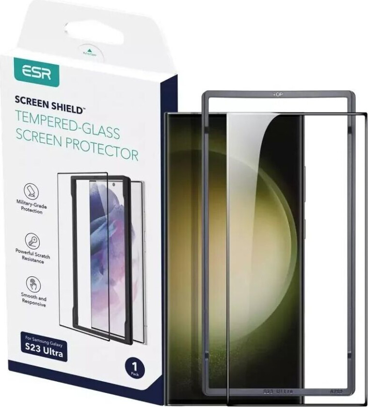 Samsung Galaxy S23 Ultra Screen Shield Skjermbeskyttelse Herdet glass m. Monteringsramme - Gjennomsiktig