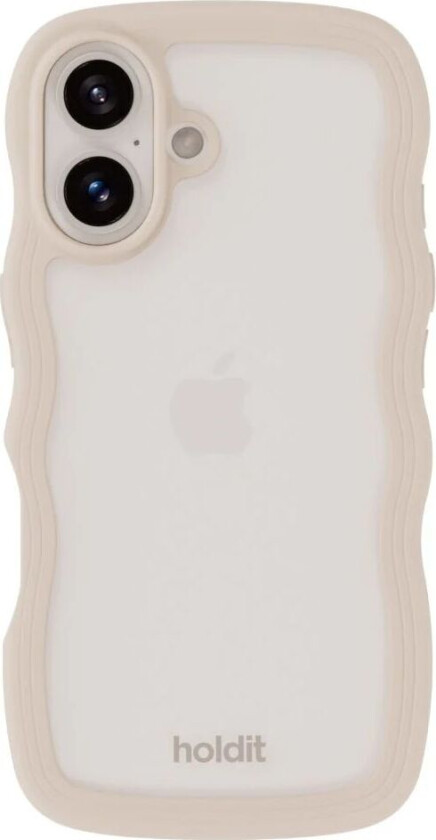 Holdit iPhone 16 Wavy Deksel - Beige / Transparent