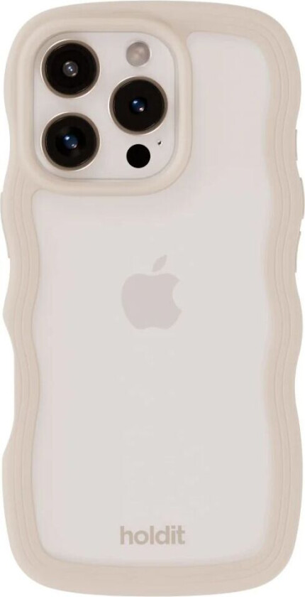 Holdit iPhone 16 Pro Wavy Deksel - Light Beige / Transparent