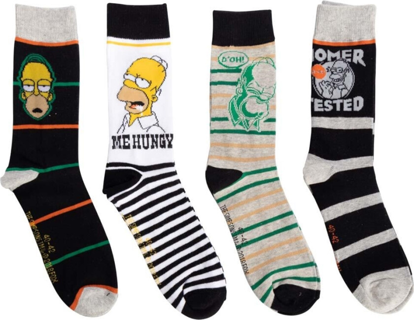 Herresokker 4 par i størrelse 43-45 med The Simpsons