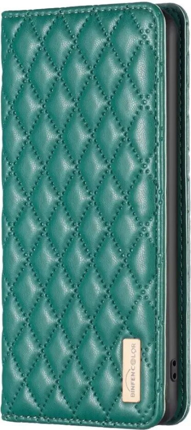 Samsung Galaxy A55 Mykt Skinn Deksel med Kortholdere og Stativfunksjon - Grønn