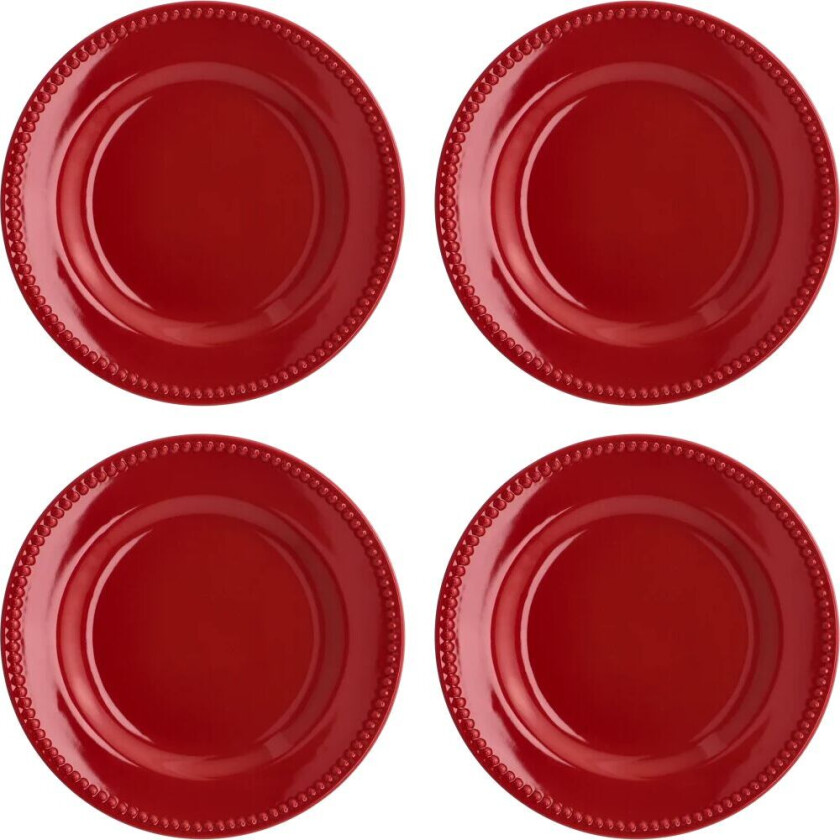 Dots liten tallerken 22 cm 4 stk Rød
