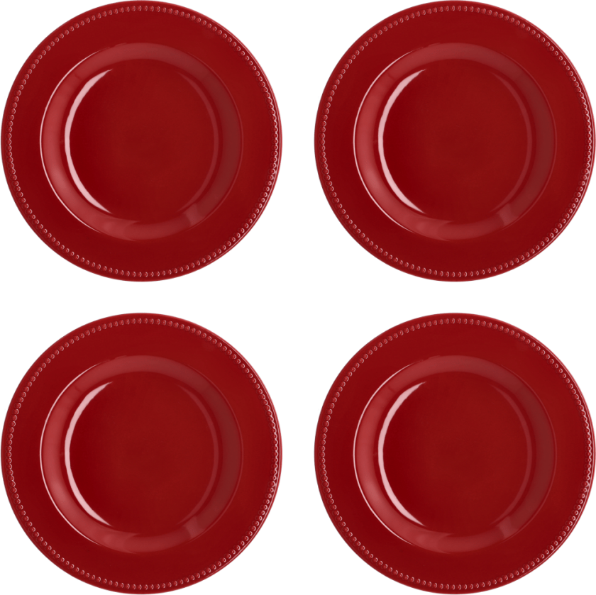 Dots tallerken 28 cm 4 stk. Rød
