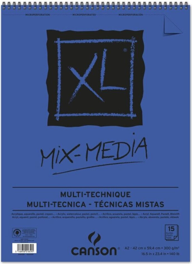 Blokk XL Mix-Media 15 ark 300 g A2