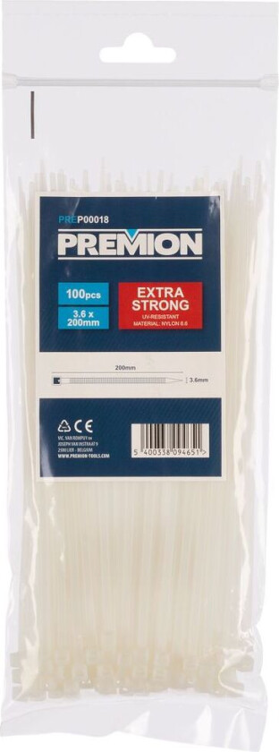 CABLE TIES WHITE 3,6X200MM 100PCS