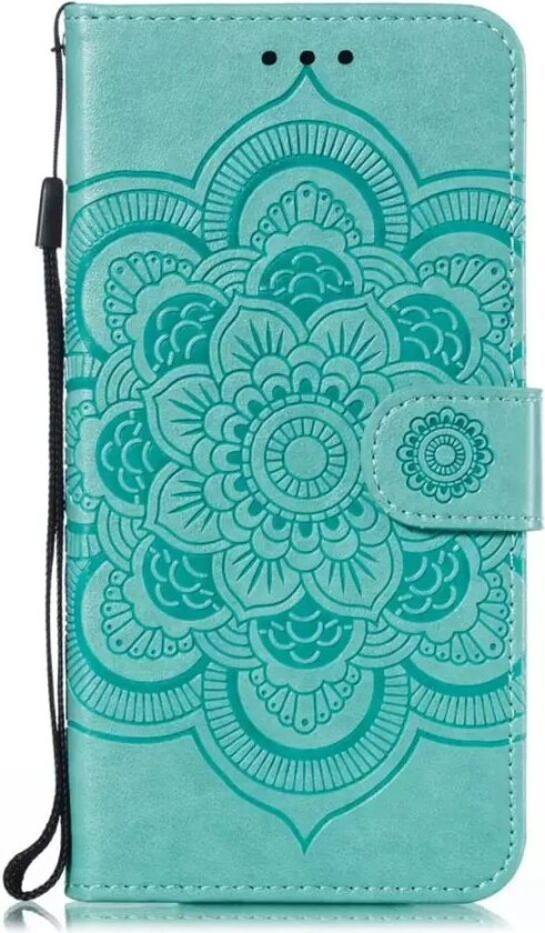 Samsung Galaxy A20e Skinndeksel med Lommebok Mandala Mønster Cyan blå