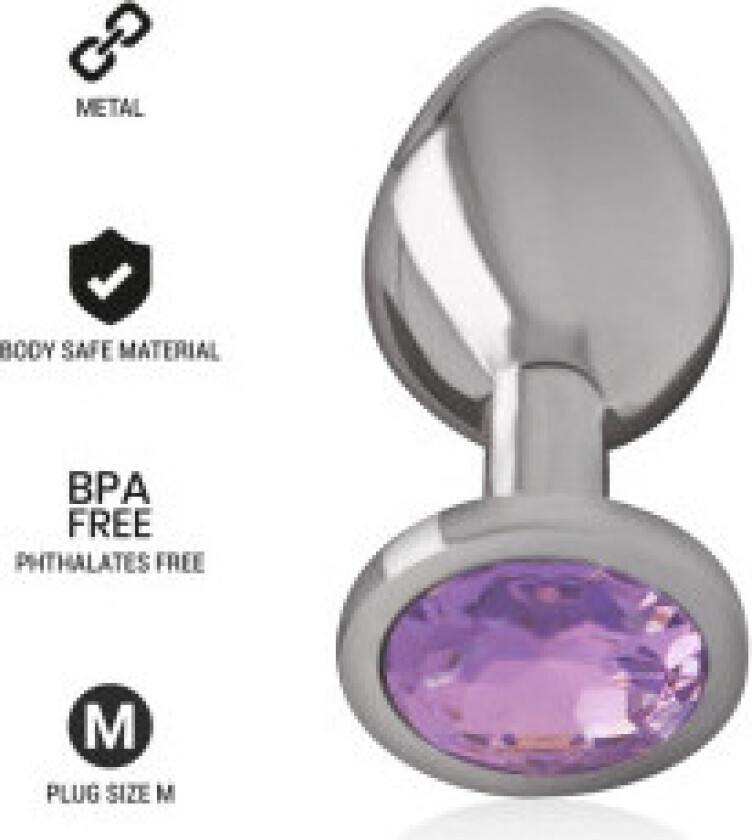 Intens - Aluminium metall analplugg med fiolett krystall størrelse M