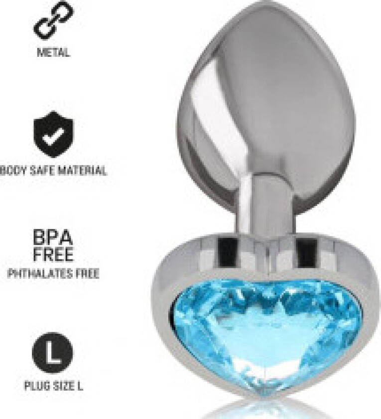 Intens - Aluminium metall analplugg Blått hjerte størrelse L