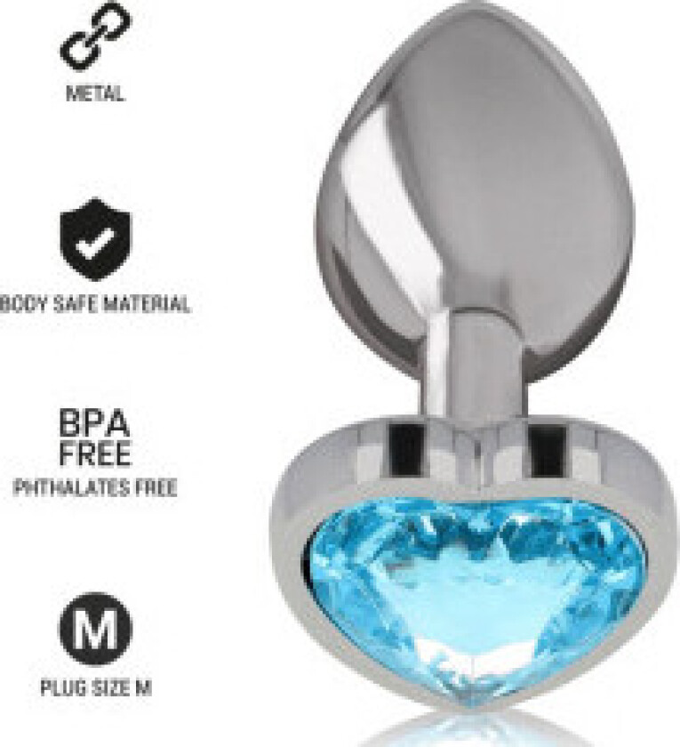 Intense - Aluminium metall analplugg Blått hjerte størrelse M