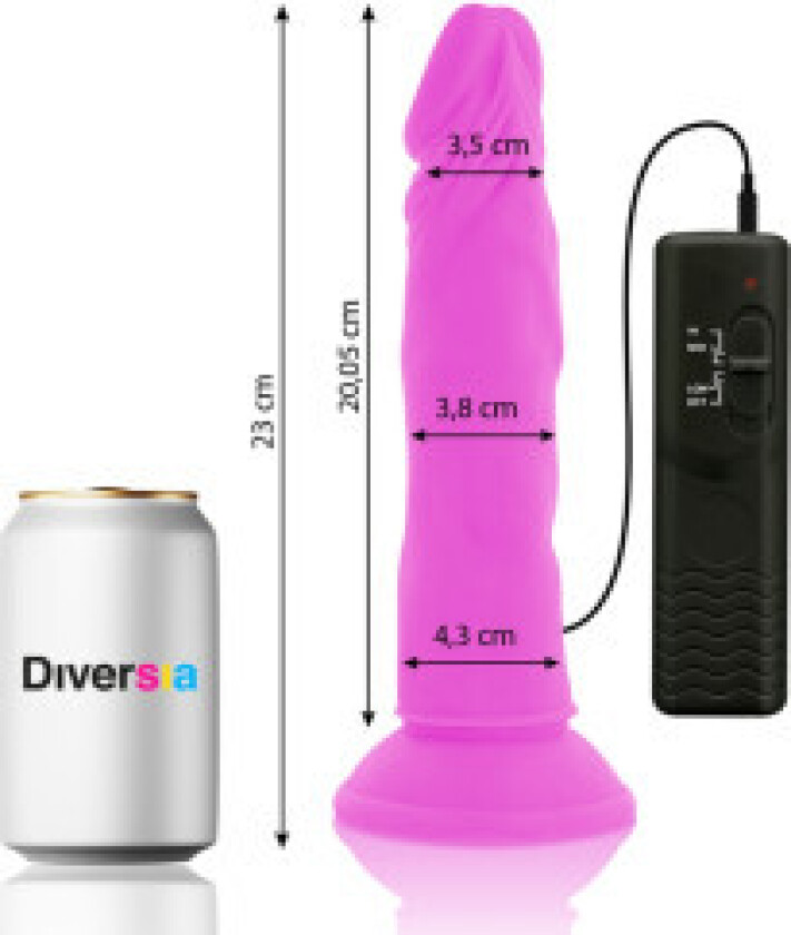 - Fleksibel Vibrerende Dildo Lilla 23 Cm -O- 4,3 Cm