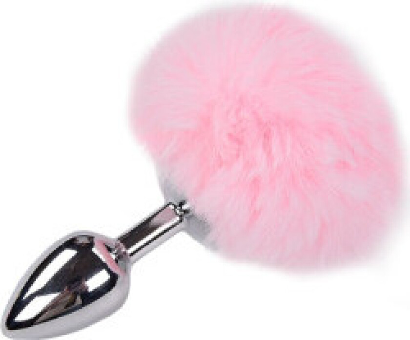 - Anal Pleasure Plug Smooth Metal Fluffy Pink Størrelse M