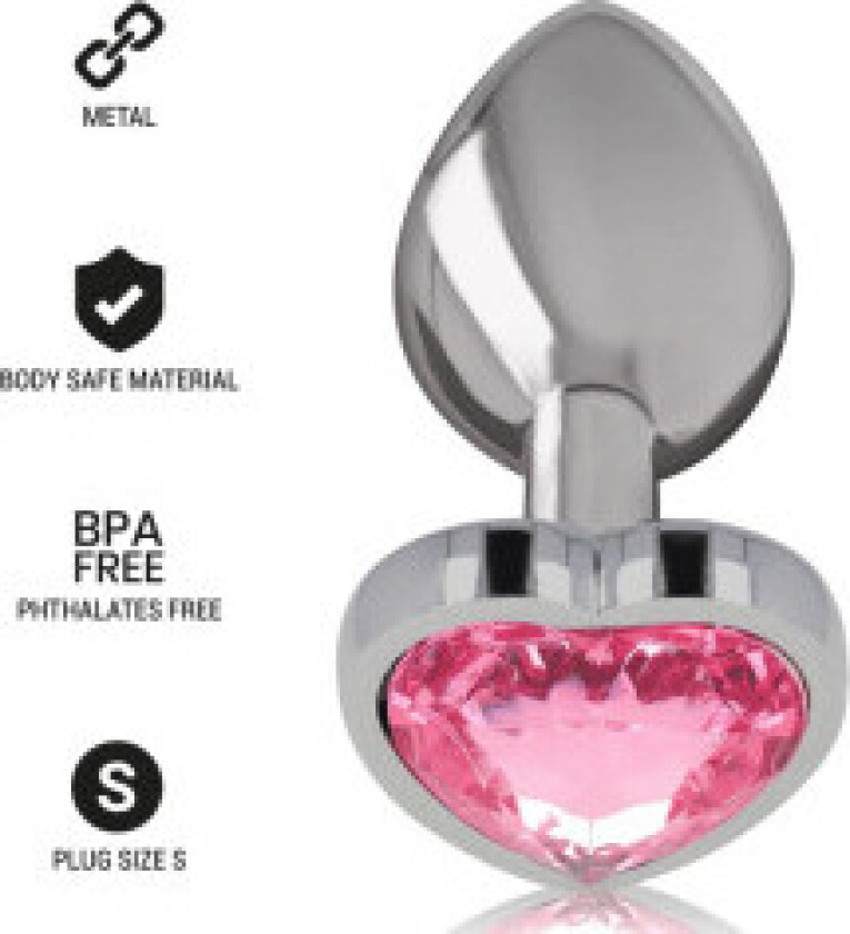 Intens - Aluminium metall analplugg Rosa hjerte størrelse S