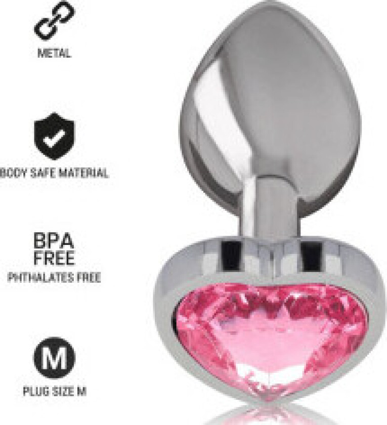 Intense - Aluminium metall analplugg Rosa hjerte størrelse M