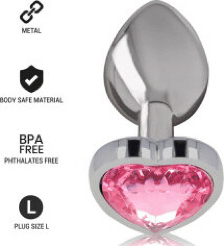 Intens - Aluminium metall analplugg Rosa hjerte størrelse L