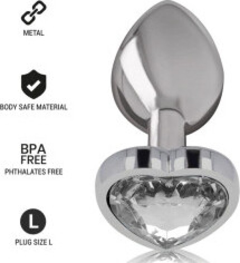Intense - Analplugg Metall Aluminium Hvit Hjerte Størrelse L