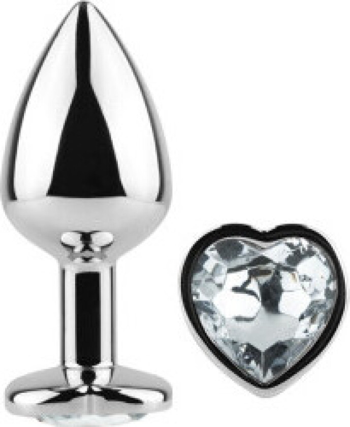Secretplay - Metall Butt Plug Clear Crystal Heart Small Størrelse 7 Cm