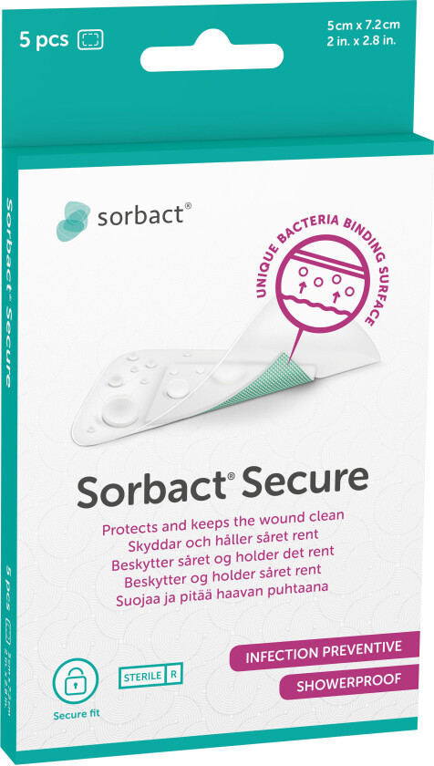 Sorbact Plaster, 5 cm x 7,2 cm, 5 stk.