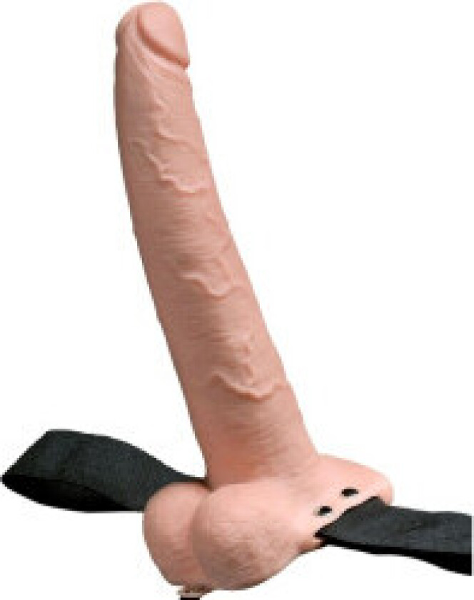 - Justerbar Sele Realistisk Penis Med Baller Oppladbar Og Vibrator 23 Cm