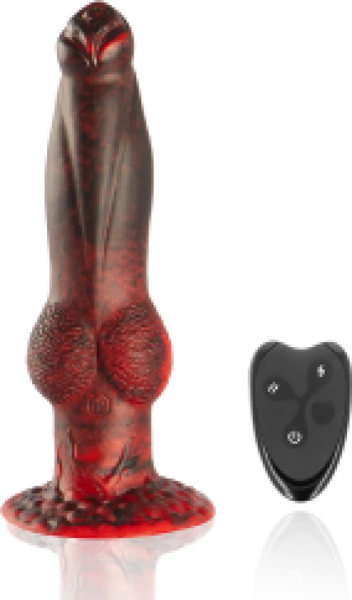 - Prometheus Dildo Titan In Flames oppladbar fjernkontroll