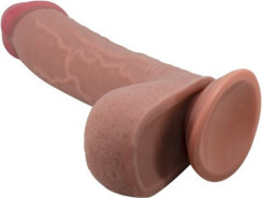 Pretty Love - Sliding Skin Series Realistisk dildo med glidende hud sugekopp Brun 23,4 Cm