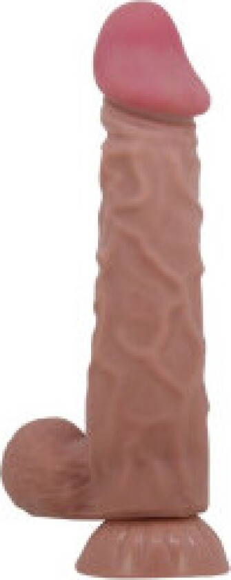 Pretty Love - Sliding Skin Series Realistisk dildo med glidende hud sugekopp Brun 24 Cm