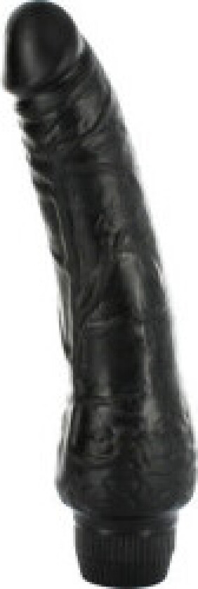 - Vinyl P-Shape Vibrator Svart Penis 20 Cm