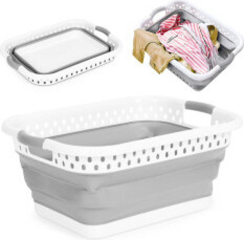 Sammenleggbar skittentøyskurv Silikonservant Hvit-Grå 20L av ModernHome