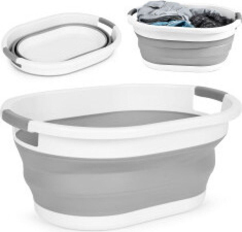 Sammenleggbar skittentøyskurv Silikonservant Hvit-Grå 20 L fra ModernHome