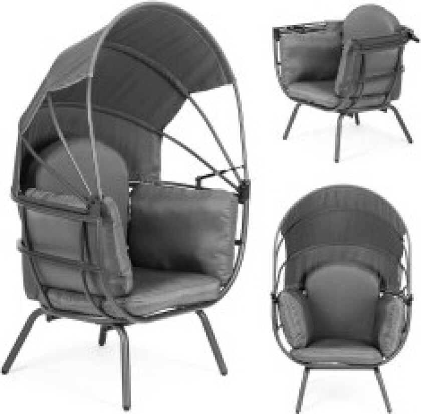 Cocoon hagestol med sammenleggbar kalesje, grå ModernHome