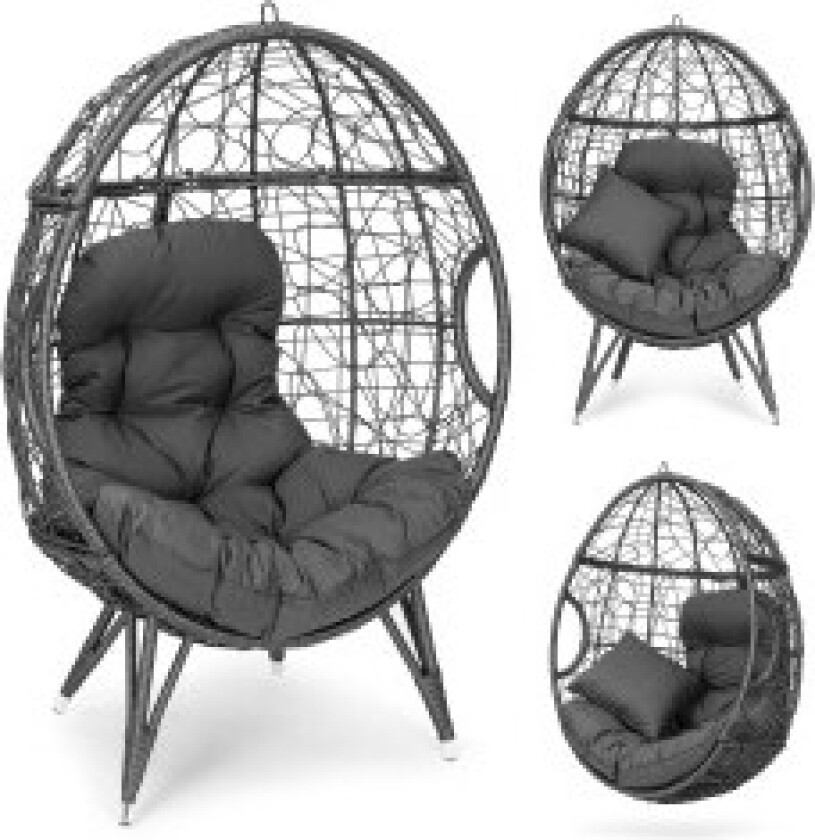 Kurv, frittstående hagestol, hengende kurv, kokong, grå