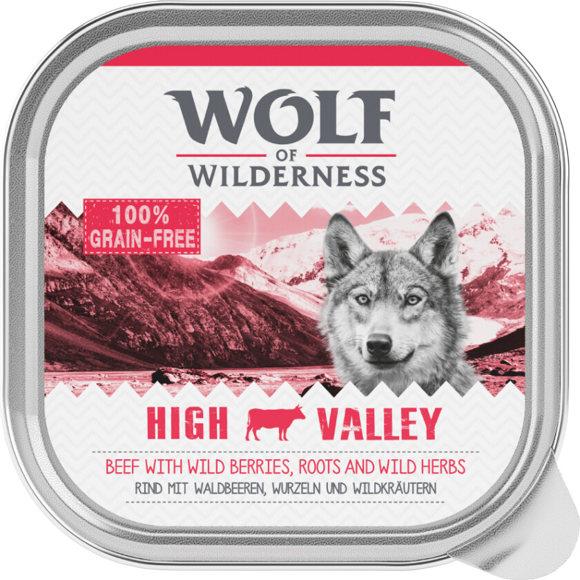 Økonomipakke Wolf of Wilderness Adult 24 x 300 g - High Valley - Storfekjøtt