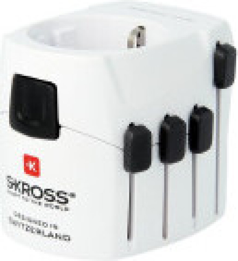World Travel Adapter med jordingsplugger 7 A
