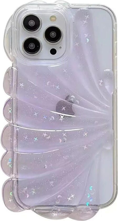 iPhone 13 Pro 3D Plastdeksel Fleksibel m. Muslingskjell / Gjennomsiktig - Lilla