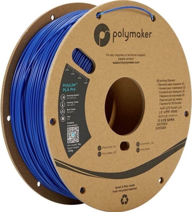 Polymaker Pa07005 Filament Pla Pro Høj Grad Af Stivhed, Slagfast 1.75 Mm 1000 G Blå Polylite™ 1 Stk