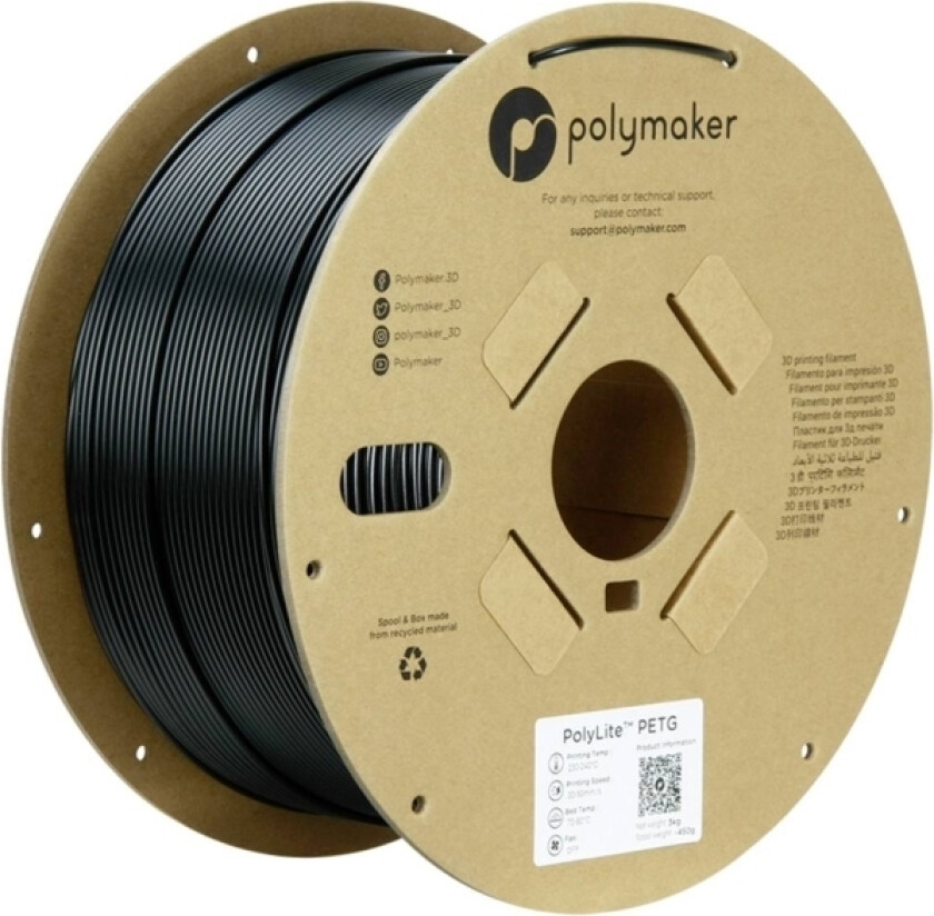 Polymaker Pb01037 Filament Petg Varmebestandig, Høj Grad Af Trækstyrke 2.85 Mm 3000 G Sort Polylite™ 1 Stk