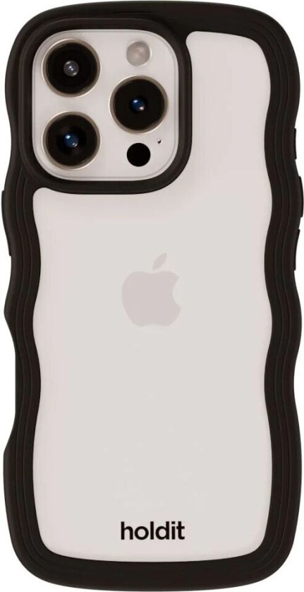 Holdit iPhone 16 Pro Wavy Deksel - Svart / Transparent