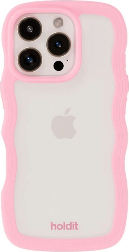 Holdit iPhone 16 Pro Max Wavy Deksel - Pink / Transparent