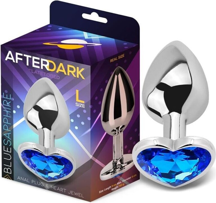 Hjerteformet Butt Plug Blue Sapphire størrelse L