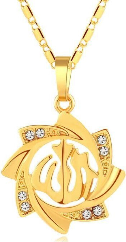 18k gold plated chain Allah muslim m crystal sun flower islam
