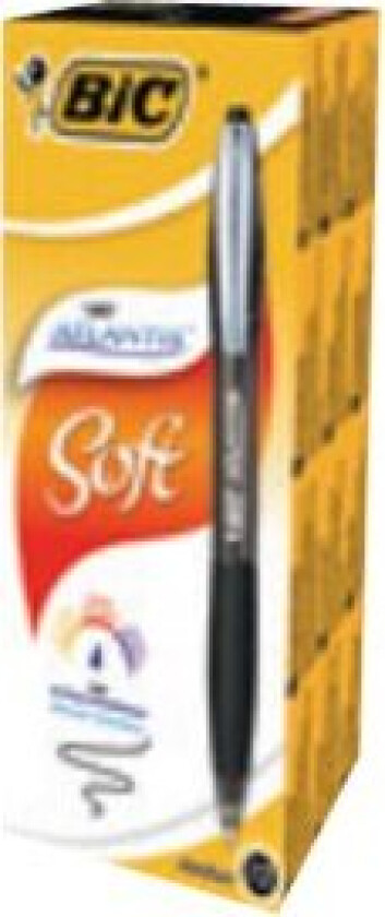 Bic Atlantis Soft - Kulepenn - Svart - Oljebasert Blekk - 1 Mm - Medium - Retraktil (En Pakke 12)